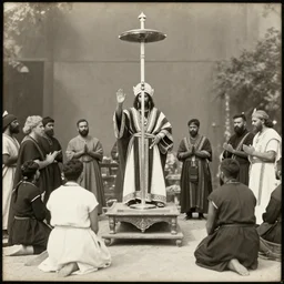 old photograph of a ritual by an ancient cult
