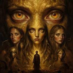 epic professional digital art of hungry eyes eerie dim gold lighting, painted, intricate, detailed, detailed, foreboding, by leesha hannigan, wayne haag, reyna rochin, ignacio fernandez rios, mark ryden, iris van herpen, hdr, epic, stunning, gorgeous, much wow, cinematic, masterpiece