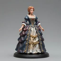 80mm, resin detailed model figure of a female wearing a baroque dress