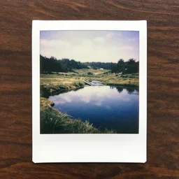 countryside water, polaroid