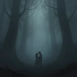 love at the bottom of the abyss, athmospheric 4k, foggy atmosphere, scary picture, dark shadows, artstation, deviantart, beautiful digital painting