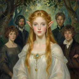 a beautiful elf queen by BROM, Edgar Maxence and Ross Tran and Michael Whelan and Jules Bastien-Lepage