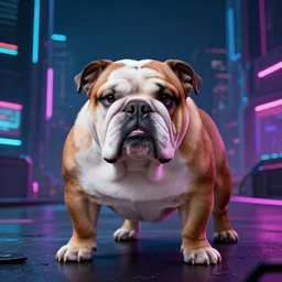 english bulldog with augmentations cyberpunk 2 0 7 7