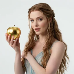 film still of eris discordia holding a reflective gold!!! metal apple!, in dr. strange movie, goddess of chaos, fantasy character portrait, artifacts, luminous skies, highly detailed, michael cheval, peter mohrbacher, boris vallejo, jessica rossier, ultra realistic, wide angle, intricate details, mass effect