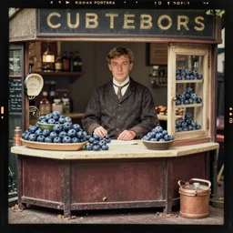 kodak portra 4 0 0, wetplate, 2 0 0 mm lens, 1 9 3 0 s colour portrait inside a tiny tiny butchery in london by saul leiter, insanely detailed, insanely intricate, depth of field, blueberry