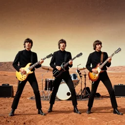 the beatles playing a concert on mars. photograph 8 k cinematic