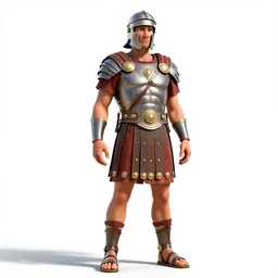 towering roman centurion, stylized pixar-style 3d render, full body, standing, isolated on a pure white background, centered, whole figure in frame, sharp focus, studio lighting
