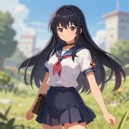 一 个 逼 真 的 日 本 女 学 生 ， 幻 想 mmorpg 游 戏 女 主 角 数 字 概 念 艺 术 ， artstation