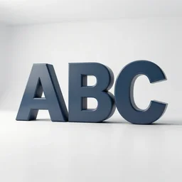 ABC text, 3d render, white room