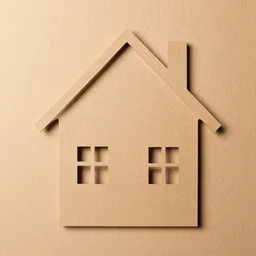 a cardboard cutout of a house