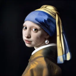 a cat with a pearl earring, by dali ,8k