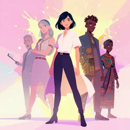 character design, comic book, pixiv fanbox, dramatic lighting, maximalist pastel color palette, splatter paint, pixar and disney exploded - view drawing, graphic novel by fiona staples and dustin nguyen, peter elson, alan bean, wangechi mutu, clean cel shaded vector art, trending on artstation