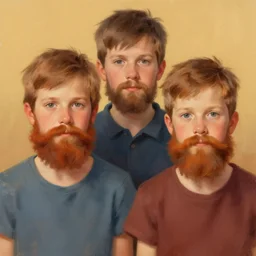 bearded kids by jeremy mann digital painting, warm colors