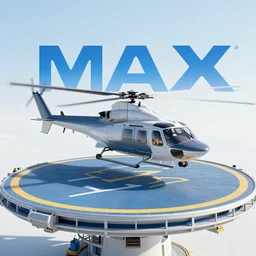 a shark helicopter, landing pad, photograph, imax