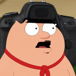 closeup dslr photo of quagmire from family guy