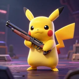 pikachu in fornite holding shotgun ray tracing 3 d cgsociety dramatic lighting