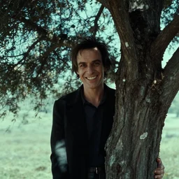 a tree with a sneaky grin, film still from the movie directed by denis villeneuve and david cronenberg, with art direction by salvador dali