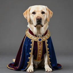 a female labrador dog wearing royal clothes, concept art, hyperrealistic, 8K, octane render, unreal engine 5, Ferdinand Knab, highly detailed, high quality, noble clothes