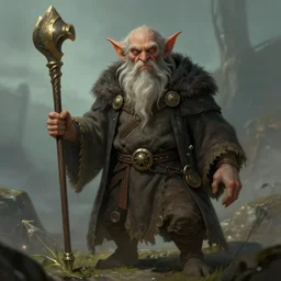 illustration of old goblin geomancer, hyperrealism