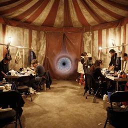 pinhole sample of a circus backstage room