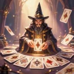 handsome! wizard shuffling cards, cards, fantasy, digital art, soft lighting, concept art, 8 k