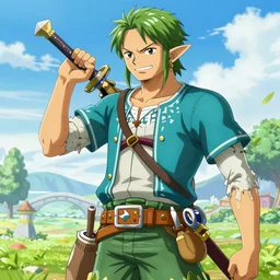 link from legend of zelda, drawn by eiichiro oda