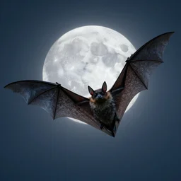one large bat flying in the night sky, full moon, fantasy art, concept art by greg rutkowski, trending on artstation
