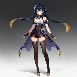 A beautiful female wizard, official Genshin Impact character concept, anime, kawaii, thigh-high stockings, full-body portrait, by Artgerm and Sakimichan, professional character designer, trending on Artstation, featured on pixiv, masterpiece, 8k, highly detailed, cgsociety