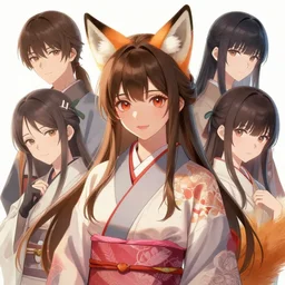 A beautiful anime-style digital concept portrait of a beautiful young woman with fox ears wearing a kimono, by Stanley Artgerm Lau, WLOP, Rossdraws, LeraPi, and Sakimichan, trending on ArtStation, deviantart, SFW version