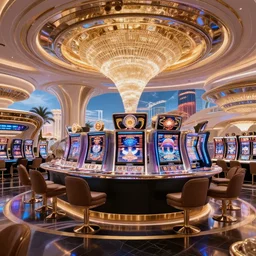 futuristic casino, crisp, artistic, artstation, luxury, las vegas, beautiful, concept art