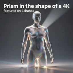 “Prism in the shape of a human figure, light beam refraction, photorealistic, studio quality, 4k, featured on Behance”