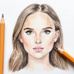 pencil macro portrait of natalie portman, kid's drawing