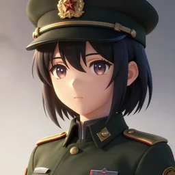 anime girl with a military uniform, dramatic art, trending on artstation, volumetric lighting, cute - fine - face, beautifully detailed and perfect