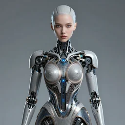 portrait of a cyberpunk robot, perfect symmetrical pose, beautiful eyes, perfect face, sharp, by irakli nadar with intricate detailed wearing futuristic dress, by leesha hannigan, iris van herpen, artstation, cgsociety, wlop, epic, wow factor, much detail, gorgeous, detailed, masterpiece