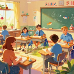1 9 5 0 s chemistry class, nicoletta ceccoli, mark ryden, lostfish, max fleischer, hyper realistic, artstation, illustration, digital paint, matte paint, vivid colors, bright, cheerful, detailed and intricate environment
