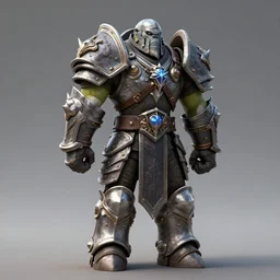 world of warcraft orc warrior viewed from the back in spiky epic full plate armor standing in front of a vast icy land and dark icy mounatins in the background, extreely detailed, wow, cinematic, unreal engine 5, artistic, movie poster, world of warcraft cinematics style, only dark contrasting colours, colours ranging of blue white and black