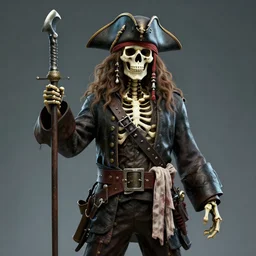 skeleton pirate ,highly detailed, 4k, HDR, award-winning, artstation, octane render