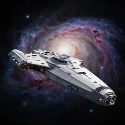 a starship with a nebula in the background, Paul Chadeisson, 8k octane render