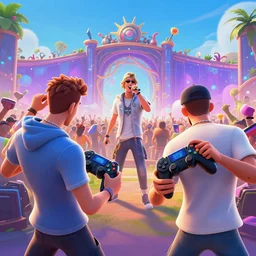 avicii and martin garrix playing fortnite on ps 4 and singing on tomorrowland