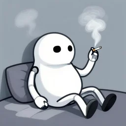 Drilbot smoking a cigarette while in a coma