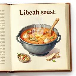 a page from a heavily illustrated fantasy medieval recipe book showing how to make dragon soup.