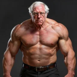portrait of a president bernie sanders posing ultra realistic illustration, a hulking herculean gigachad, bulging muscles, intricate, highly detailed, digital painting, artstation, radiant light, caustics, war hero, concept art, smooth, sharp focus, by gaston bussiere, bayard wu, giger, maxim verehin