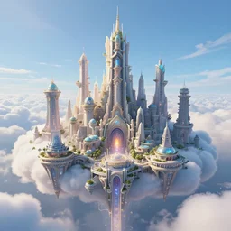 magical cloud city, beautiful, intricate, detailed, 3 d animated movie frame, 8 k