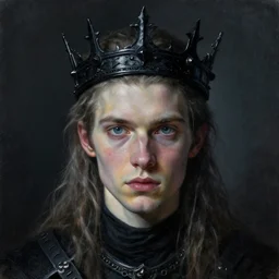 the portrait of hunter schafer!!!!!!!!!!!!!!!!!!!!!!!!!!!!!!!!!! in black wax!!!!!!!!!!!!!!!!!!!!! crown by roberto ferri, dark fantasy, witcher, very detailed oil painting!!!!!!!!!!!, masterpiece, 8 k