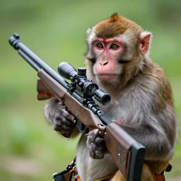 photo of a monkey holding a sniper rifle