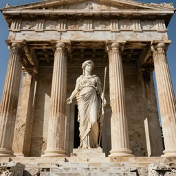 Athena in the Athena Temple in Greece, highly detailed, intricate architecture, sharp focus, fantasy art by Artgerm and Greg Rutkowski and WLOP