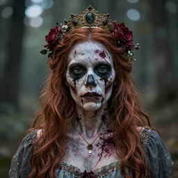 Midsommar May Queen Zombie Portrait, Trending on ArtStation, beautiful aesthetic, photorealistic, volumetric lighting, hyperrealistic, octane render, HDR, photorealistic, bokeh