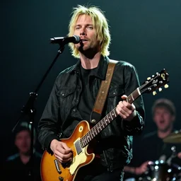 Kurt Cobain (Nirvana) on stage at a concert at 52 years old, 2022, alternate reality picture