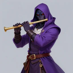 Raven Kenku Birdperson bard with a flute, wearing a purple  frock coat, d&d character commission, digital art, trending on artstation, character portrait