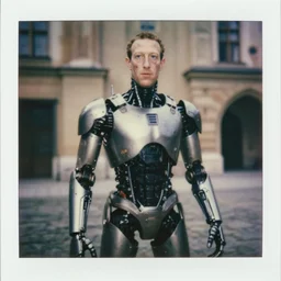 legnica. close up. mark zuckerberg armored cyborg zombie, in legnica, full body, cinematic focus, polaroid photo, vintage, neutral dull colors, soft lights, by oleg oprisco, by thomas peschak, by discovery channel, by victor enrich, by gregory crewdson